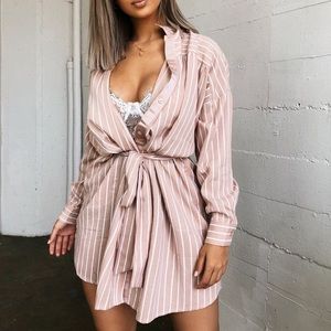 OOTDFash Zoe Pink Stripe Wrap dress